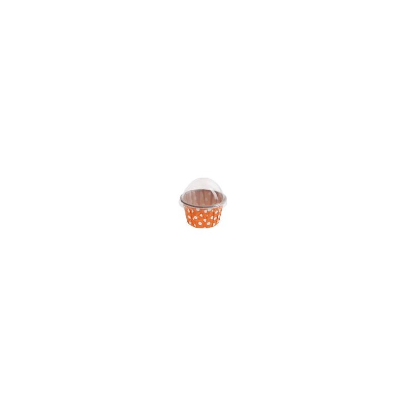 BOITE FORME CUPCAKE POIS ORANGE LOT DE 6 BOITE FORME CUPCAKE POIS ORANGE LOT DE 6