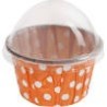 BOITE FORME CUPCAKE POIS ORANGE LOT DE 6