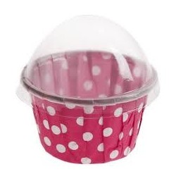 BOITE FORME CUPCAKE POIS FUSCHIA LOT DE 6