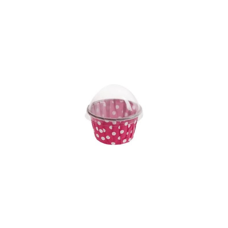 BOITE FORME CUPCAKE POIS FUSCHIA LOT DE 6 BOITE FORME CUPCAKE POIS FUSCHIA LOT DE 6