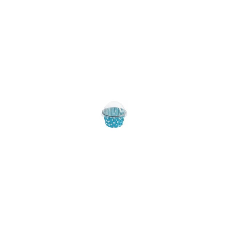 BOITE FORME CUPCAKE POIS TURQUOISE LOT DE 6