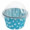 BOITE FORME CUPCAKE POIS TURQUOISE LOT DE 6